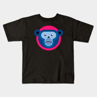 Blue Monkey on fuchsia Kids T-Shirt